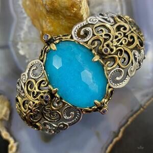 Carolyn Pollack Sterling/Brass Faceted Blue Quartzite Doublet Tanzanite Bracelet
